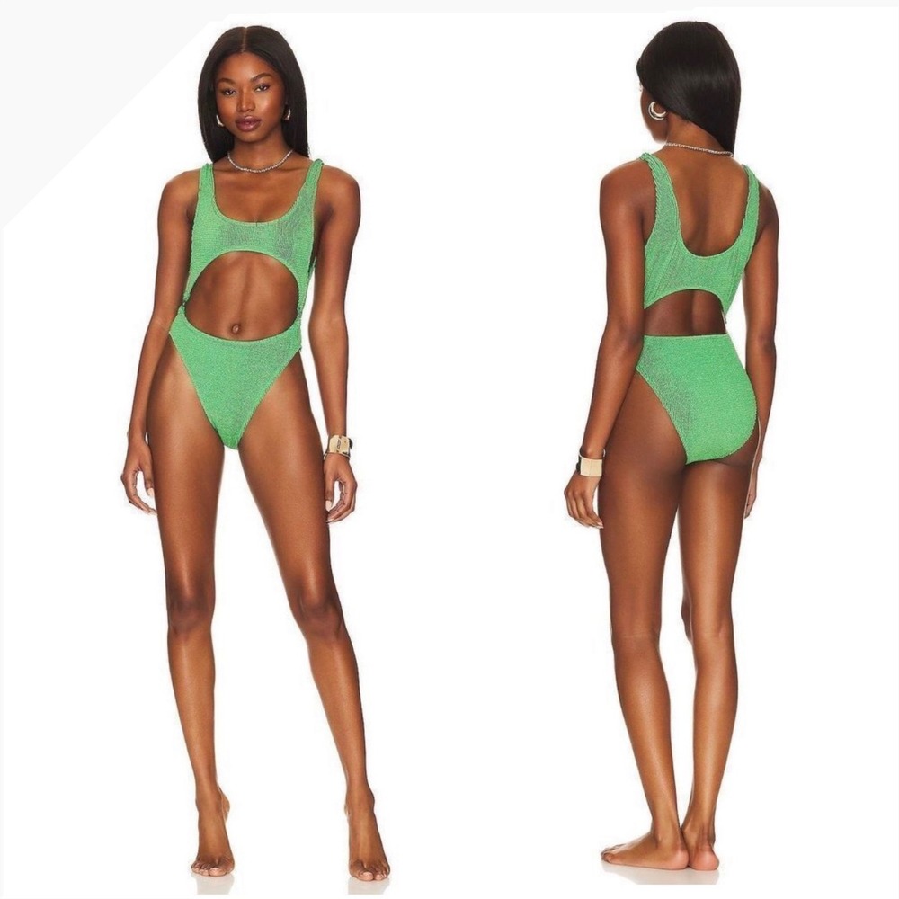 Good‎ American Always Fits Metallic Monokini in Summer Green Size 1/2 S/M